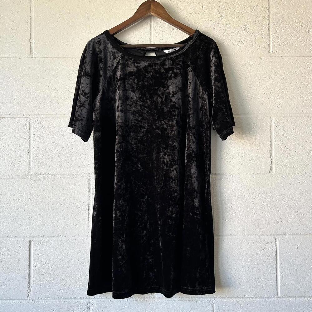 BB Dakota Black Velvet Short Sleeve Mini T-shirt Dress Women's Large